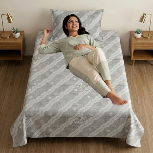 Image of Mafatlal 186 TC Metro Cotton Single Bedsheet | 90 x 60 Inch|Soft, Breathable & Lightweight | with Matching Pillow Cover| Iron Grey