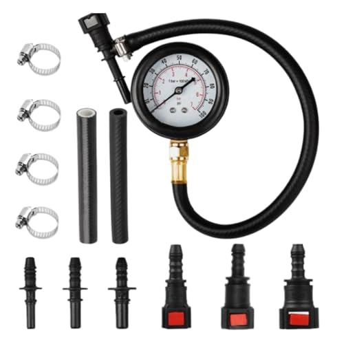 Oil Pressure Tester- Accurate Dials Indicator, Heavy Duty Steel Hardware Tool; Automotive Engines Evaluation Gear; Four Metal Clamp Fastener System |; Diagnostic Tool for Garage & Workshop