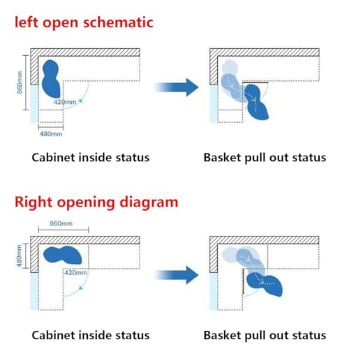 Étagère d'angle de cuisine pivotante extensible pour placard 86cm
