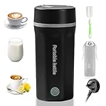Tatqilo 500ML Portable Travel Kettle, 300W Stainless Steel Mini Electric Kettle with 4 Temperature Control, Automatic Shut Off Travel Tea Kettle, Small Portable Kettles with plug and Clean Brush