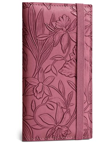Image of Zreal Checkbook Cover for Men & Women Snakeskin Pattern, Wine Red, 7.0 x 3.5 x 0.35 inches, Minimalist
