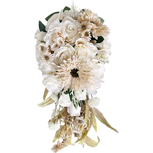 Bouquet de mariée simulation de haute qualité fleurs en gouttes d'eau