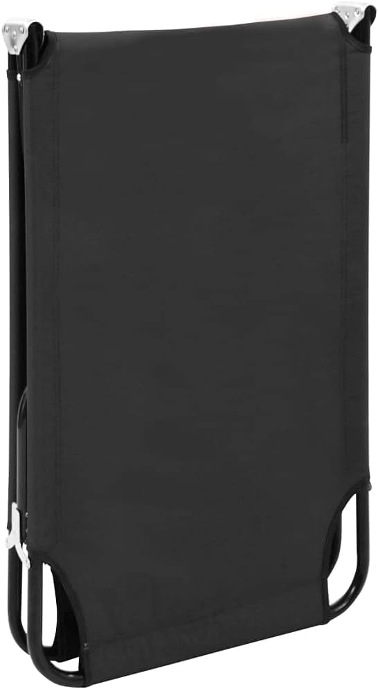 vidaXL Foldable Sun Lounger with Rust-Free Steel Frame and Weather-Resistant Fabric, Heavy-Duty Camping Bed Ideal for Camping, Beach, Outdoors – Black