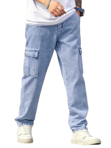 Image of Men's Loose Fit Denim Jeans | Mid Rise Straight Baggy Fit | Stretchable Casual Streetwear Jeans for Men