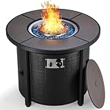 TLGREEN Propane Fire Pit Table 30 Inch Round – 50,000 BTU Outdoor Fire Pit with Lid, Converts to Patio Coffee Table, Certified, Includes Waterproof Cover & Blue Fire Glass