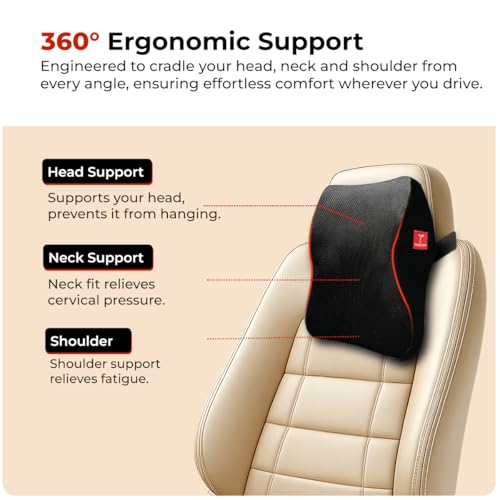 Image of Trajectory Car Neck Rest Pillow Memory Foam Cushion for Car Seat I Head Rest for Neck & Cervical Comfort for Men and Women Black (As seen on Shark Tank)