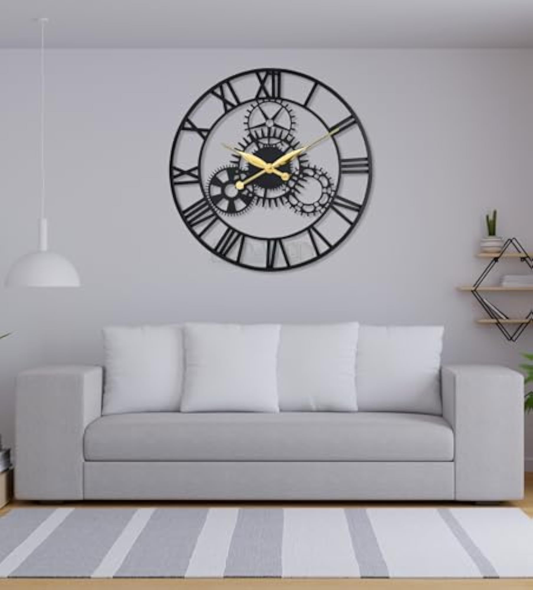24 Inch Large Metal Wall Clock with Fixed Gears