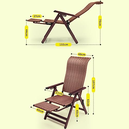 Outdoor Zero Gravity Lounge Chair Patio Wicker Rattan Recliner Chairs Beach Pool Lawn Camping Indoor Office Deck Lounger Chair For Outside Folding Reclining Chair Telescopic Footrest ( Color : Brown )