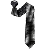 BOMJJOR Rhinestone Necktie for Men Shine Sparkle Artificial Diamonds Tie Adjustable Neck Tie (Black Tie-Zipper)