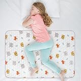 WOVENX Organic Incontinence Pads for Kids & Toddlers - 5 Layer Waterproof Protectors for Overnight Bed Wetting - Reusable & Washable Pee Pads - Fits Twin to Full Size Beds - 34" x 52" Tiger Bear Fox