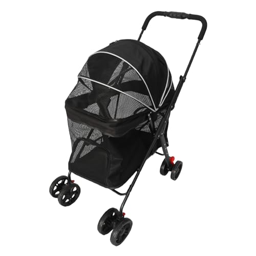 Cochecito plegable para perros y gatos Bewinner negro con malla transpirable 2