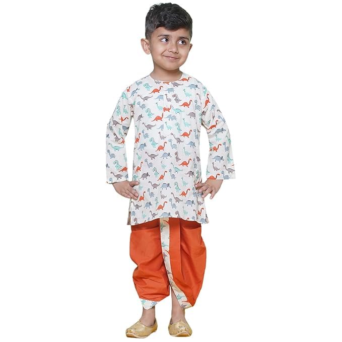 Image of AJ DEZINES Kids Ethnic Wear Pure Cotton Dhoti Kurta Set For Boys