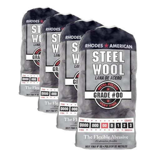 Image of Homax Rhodes American Metal Polishing Steel Wool, Very Fine Grade #00, 12 Pads (Pack of 4)