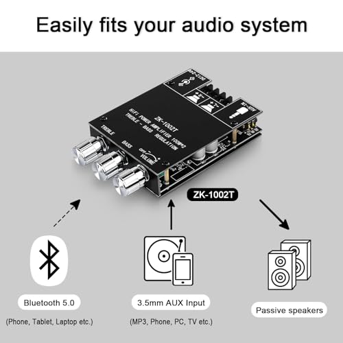WOOPKER HiFi Verstärker Bluetooth-Funktion, USB-Port, SD-Slot, 2 Mikrofon-Anschlüsse,Verstärker Heimkino Stereo Verstärker Receiver Höhen (1002T)
