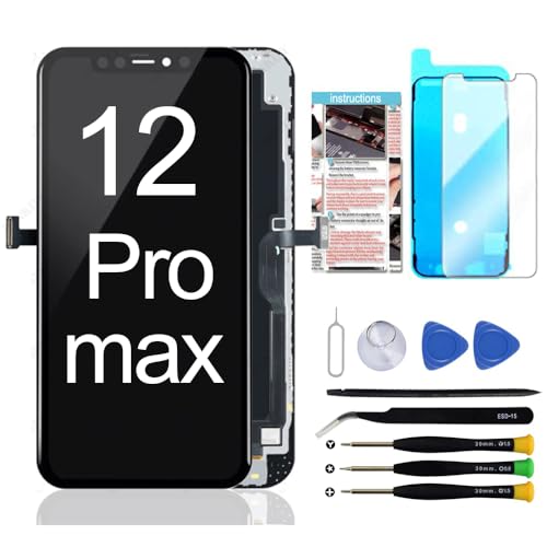 Fixerman Pantalla para iPhone 12 Pro MAX LCD Display, 3D Touch Reemplazo Cristal Digitalizador Piezas 6.7 Pulgadas de Repuesto con Kit de Reparación