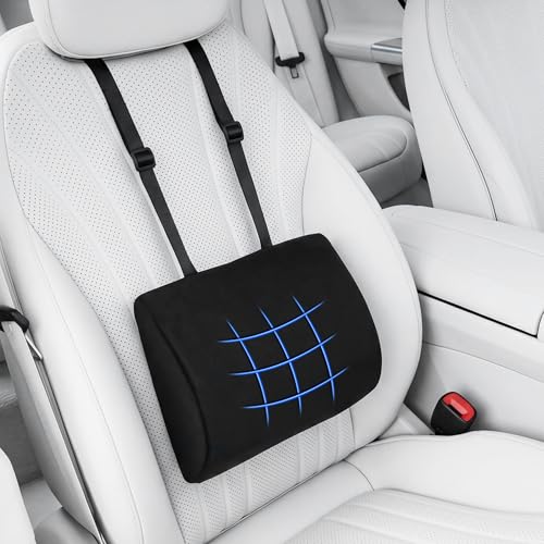 TOPROUD Rückenstützkissen Auto Sitz für Fahrer, Ergonomisches Lendenkissen mit Verstellbaren Gurten, Autositz Rückenlehne gegen Rückenschmerzen, Abnehmbarer Bezug für Auto, Bürostuhl, Gaming Stuhl