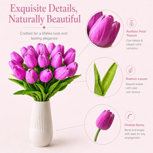 Image of Mandy's 20pcs Artificial Lavender Tulips