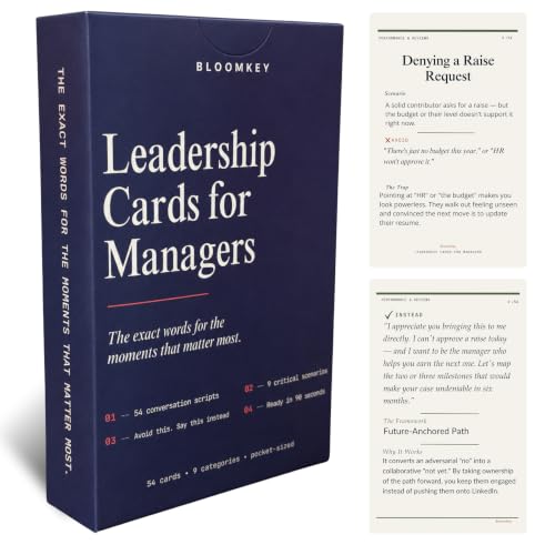 Leadership Cards for Managers — 54 Conversation Scripts for Difficult Conversations, 1-on-1s & Performance Reviews, New Manager Gift, Team Feedback & Coaching Card Deck