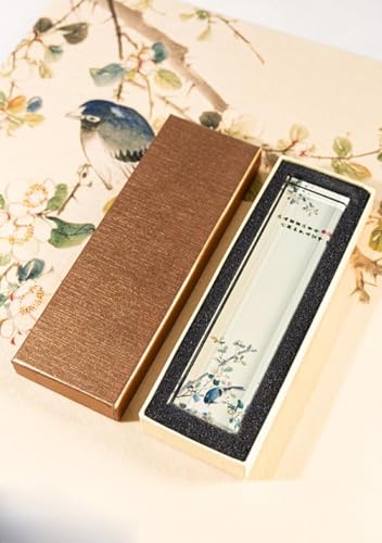 DancJulie文鎮 クリスタルガラス文鎮 書道用紙を押さえるのに最適 アヤメと桃の花、柿の絵柄 おしゃれ かわいい ぶんちん 文房具 ペーパーウェイト 机 装飾 デスクトップ 装飾 贈り物 (1)