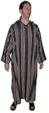 Moroccan Men Djellaba Handmade Hooded Caftan Black & White With Matching Embroidery Tread Thobe Loungewear African Large