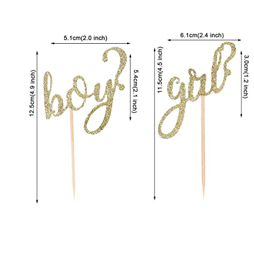 24 Pcs Gold Glitter Boy Or Girl Cupcake Toppers For Gender Reveal Party Wedding Baby Shower Kids Birthday Party Cake Dessert Decorations Supplies Picks #TOP1