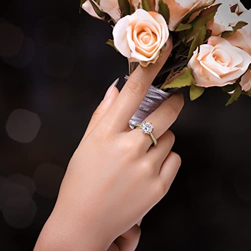 JewelryPalace Classic 2ct Cubic Zirconia Solitaire Engagement Rings for Women, 925 Sterling Silver Yellow Gold Promise Ring for Her, Round Cut Simulated Diamond Anniversary Wedding Rings Size 6 by JewelryPalace - Used condition - Image 4