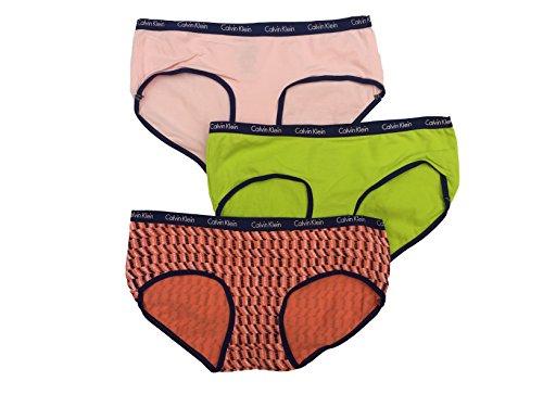 Calvin Klein Girl`s Hipster Underwear, 3 Pack (Max Orange(37C37003-99)/Pink/Volt, Medium)