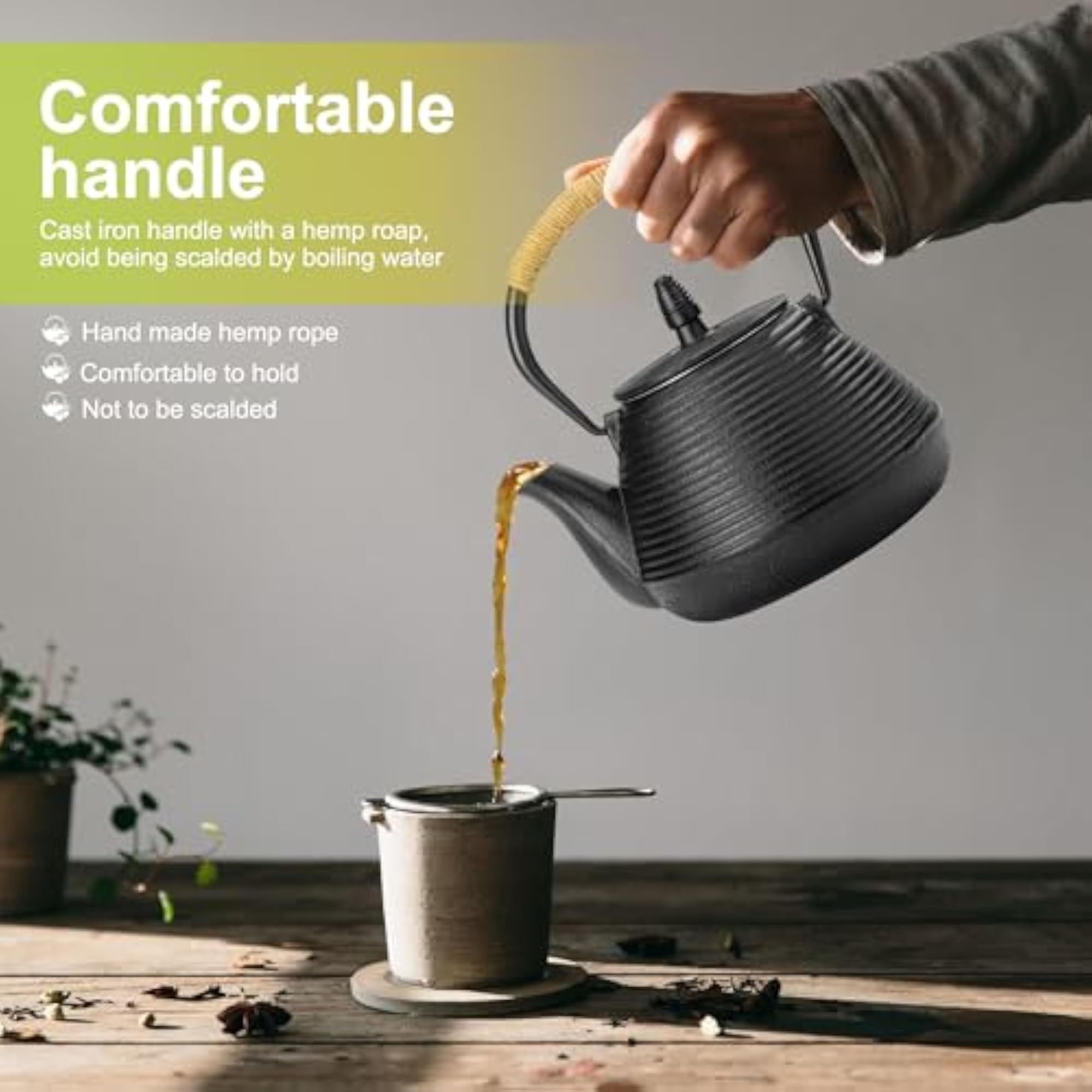 Japanese Tetsubin Cast Iron Teapot with Stainless Steel Infuser