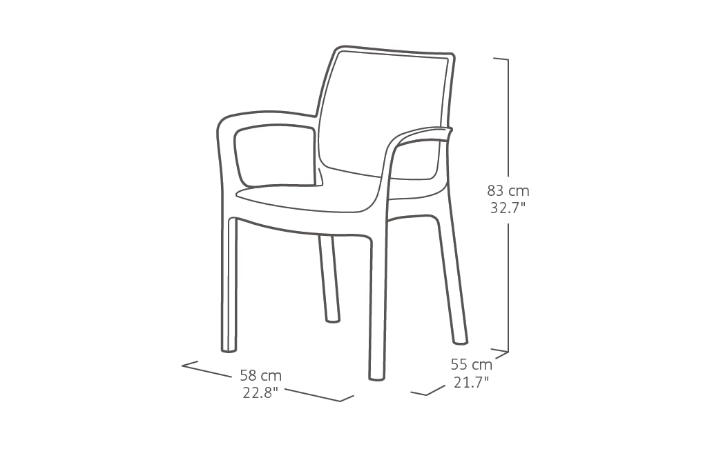 Keter Bali - Pack x4 Silla jardín para Interior y Exterior con reposabrazos Ideal para Jardines y terrazas, apilable, Resina con Acabado de ratán Plano, Color Blanco