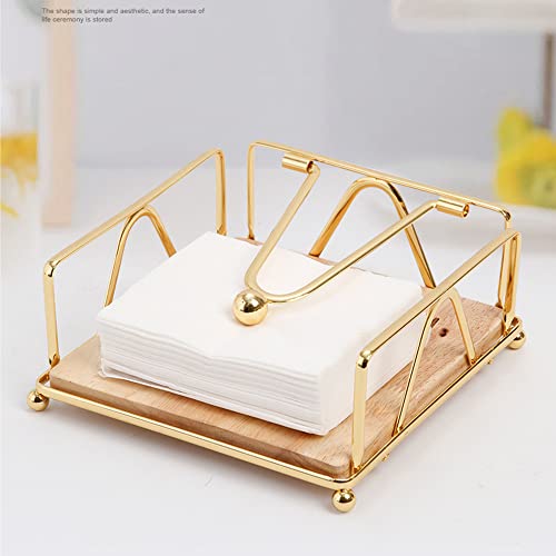 Porta Guardanapo De Ferro Nórdico Com Base De Madeira, Dispensador De Lenços De Metal Quadrado, Rack