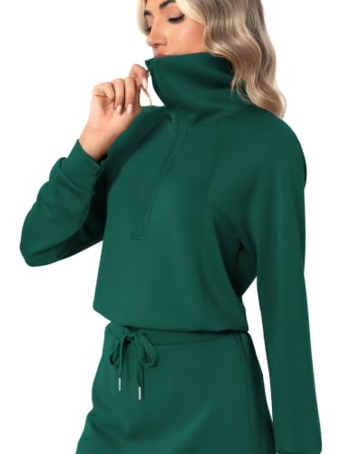Casly Lamiit Half Zip Women 2 Piece Skorts Sets Athletic Dark Green 2XL — view 2