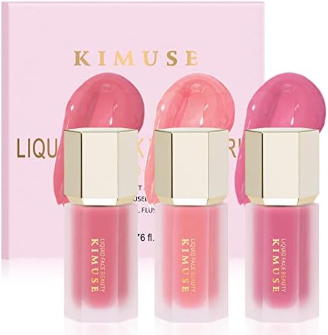 KIMUSE Soft Liquid Blush Makeup Trio, Weightless, Long-lasting Liquid Blush, Luxurious, Dewy Finish, Blends Effortlessly, Healthy Flush, 3 * 0.179 Oz