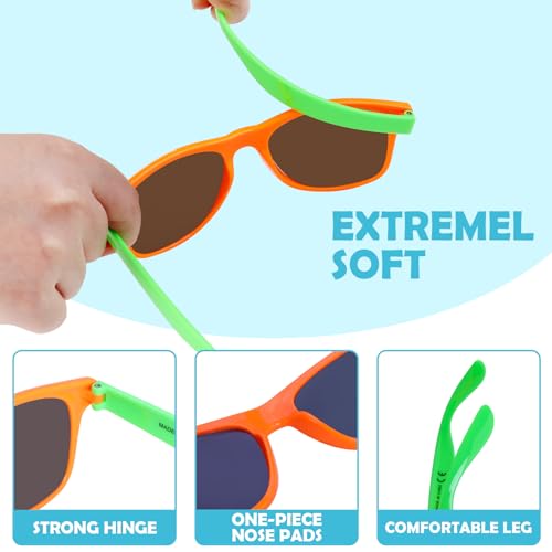 24 Pack Sunglasses Bulk - 12 Neon Sun Glasses with UV400 Protection, Great Gift for Pool, Beach, Birthday, Goody Bag Filler, Party Toys, Outdoor Party Supplies for Kids, Teens, Adults4