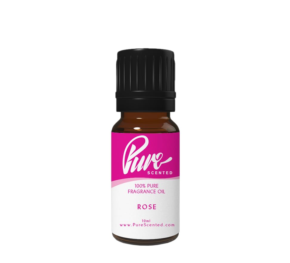 Pure Scented 10ml Fragrance Oils - 1 x 10ml Suitable for Candles, Soaps, Slime, Diffusers, Cosmetics, Wax Melts, Designer (1 x 10ml, Rose) — image 1