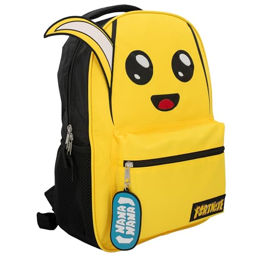 Image of AI ACCESSORY INNOVATIONS Fortnite Peely Backpack for Boys & Girls, 16 Inch Nylon Twill Big Face Schoolbag W /Nana Zipper Pull, Yellow