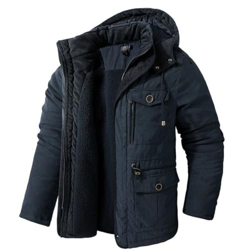 Manteau en polaire et parka d'hiver chaude pour hommes avec capuche