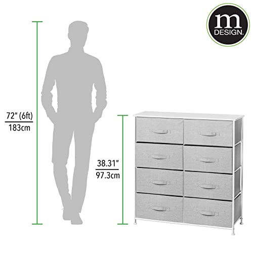 Mdesign 38.31" High Steel Frame/Wood Top Storage Dresser Furniture Unit With 8 Removable Fabric Drawers - Large Bureau Organizer For Bedroom, Living Room, Or Closet - Lido Collection, Gray #TOP3