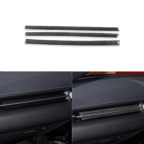 PJFUS Real Premium Carbon Fiber Car Co-Pilot Glove Box Upper Panel Decorative Strip Sticker Compatible with Toyota Supra GR A90 A91 MK5 2019 2020 2021 2022 Auto Interior Trim Accessories Black 3pcs