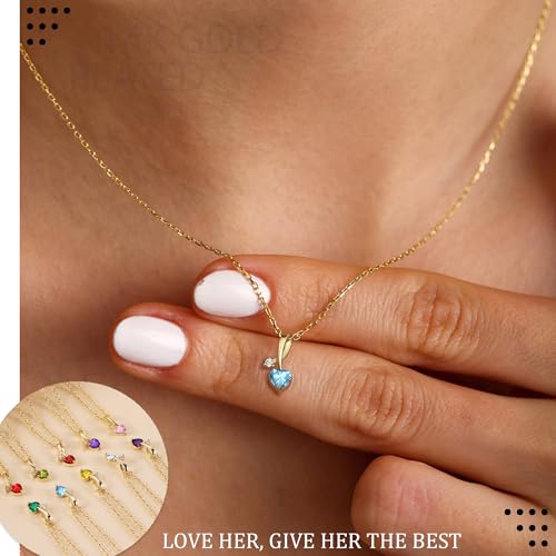 Mom Birthday Gifts, Mother Day Necklaces Gifts for Mom Birthstone Necklace for Women Non Tarnish Gold Necklace with Birthstone 21st 30th 40th Birthday Gifts for Her Sister Daughter Adjustable Christmas Jewelry