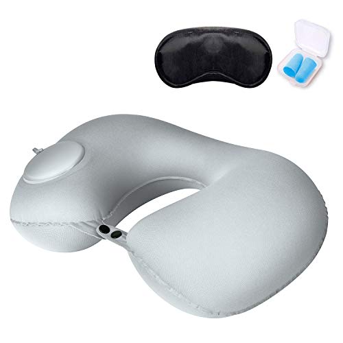 Preisvergleich Produktbild Enjoyee Upgrade Drücken Typ Aufblasbares Kissen NackenkissenReise KissenCamping Kissenflugzeug kissenKopfkissen Aufblasbar Reisekissen Sitzkissen Multifunktional für Outdoor Camping, Strand (Grau)
