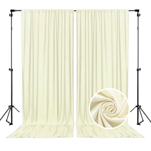 Image of 10 x 7 Feet Ivory Backdrop Curtain for Partie, Background Curtains for Photoshoot, Birthday, Wedding, Halloween, Thanksgiving, Christmas, New Year Party Decorations 5Ft x 7Ft, 2 Panels