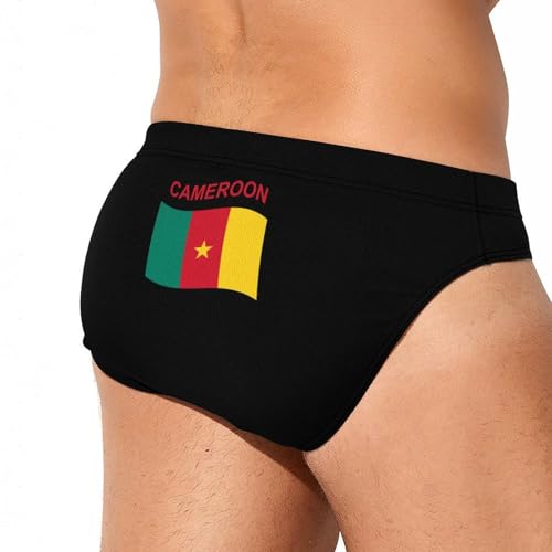 Flag of Cameroon Mens Swim Briefs Bikini Sexy Low Rise Trunks Swimsuit Bathing Suit Beach3