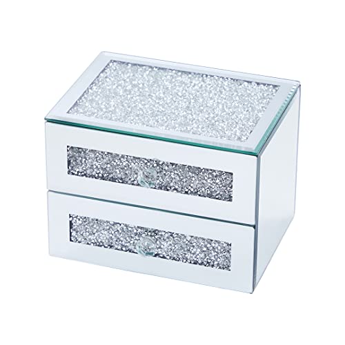 Generic YB3499 2-Layer Glass Jewelry Box For Women,Precious Item Storage Box,2 Drawers Luxury Jewelry Box cover