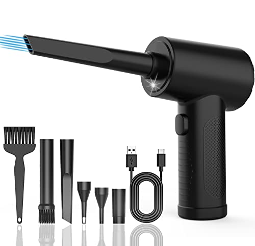 Herramientas De Jardín, Tools MESVIER Aire Comprimido Electrico, Soplador de Aire para PC con Batería Recargable de 6000mAh, 51000RPM Pistola de Aire Comprimido con Luz LED, Aire Comprimido...