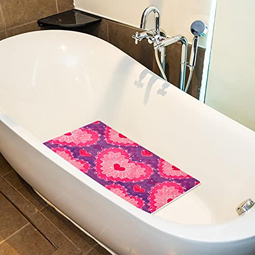 Tapis de bain antidérapant en cœur rose avec ventouses - 6