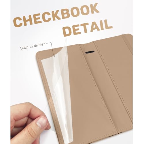 Image of Printed Checkbook Cover, RFID Blocking Checkbook, Stylish, Lightweight, Slim Durable, Multi-Functional Checkbook Holder for Personal and Business Checks (Plaid-Brown)