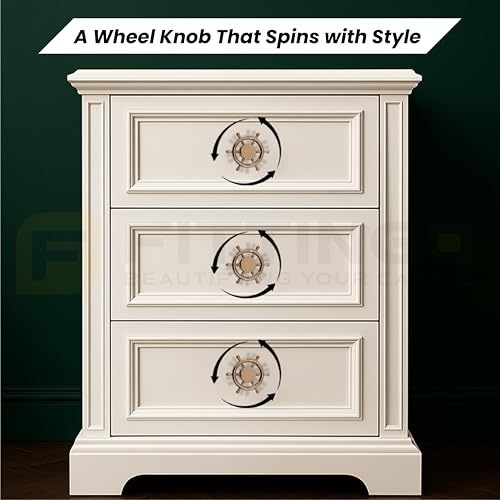 Image of Ship Wheel Design Knob for Drawer /Door Knob /Drawer Knobs /Decorative Knobs and Pulls /Zinc Alloy (Rose Gold) Pack of 8-| 3 Years Warranty |