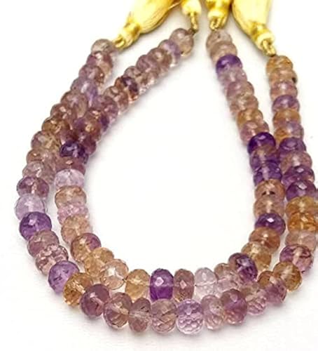 Perles d'amétrine pour création de collier de lithothérapie et bijoux bicolores uniques E0975