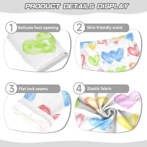 Watercolor Hearts D Girls Leggings Athletic Pants Tights Stretch Bottom3