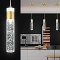Gold Pendant Light Crystal Pendant Light Fixtures for Kitchen Island Lighting 3000k-6000k LED Modern Adjustable Chandelier Hanging Bubble Pendant Lighting (1Pack)